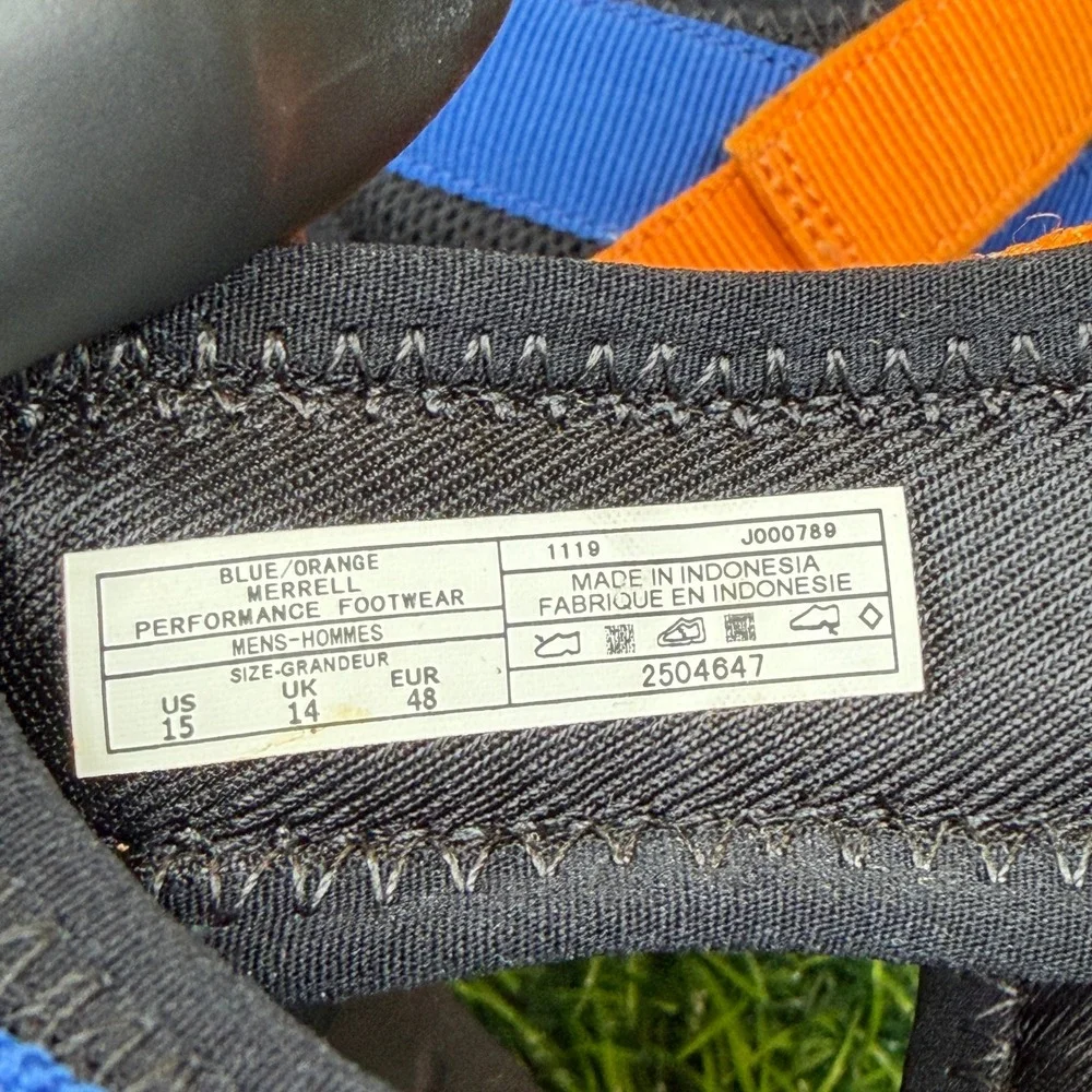 Merrell Kahuna Web Sandals Mens 15 Blue Orange Vibram Summer Like New